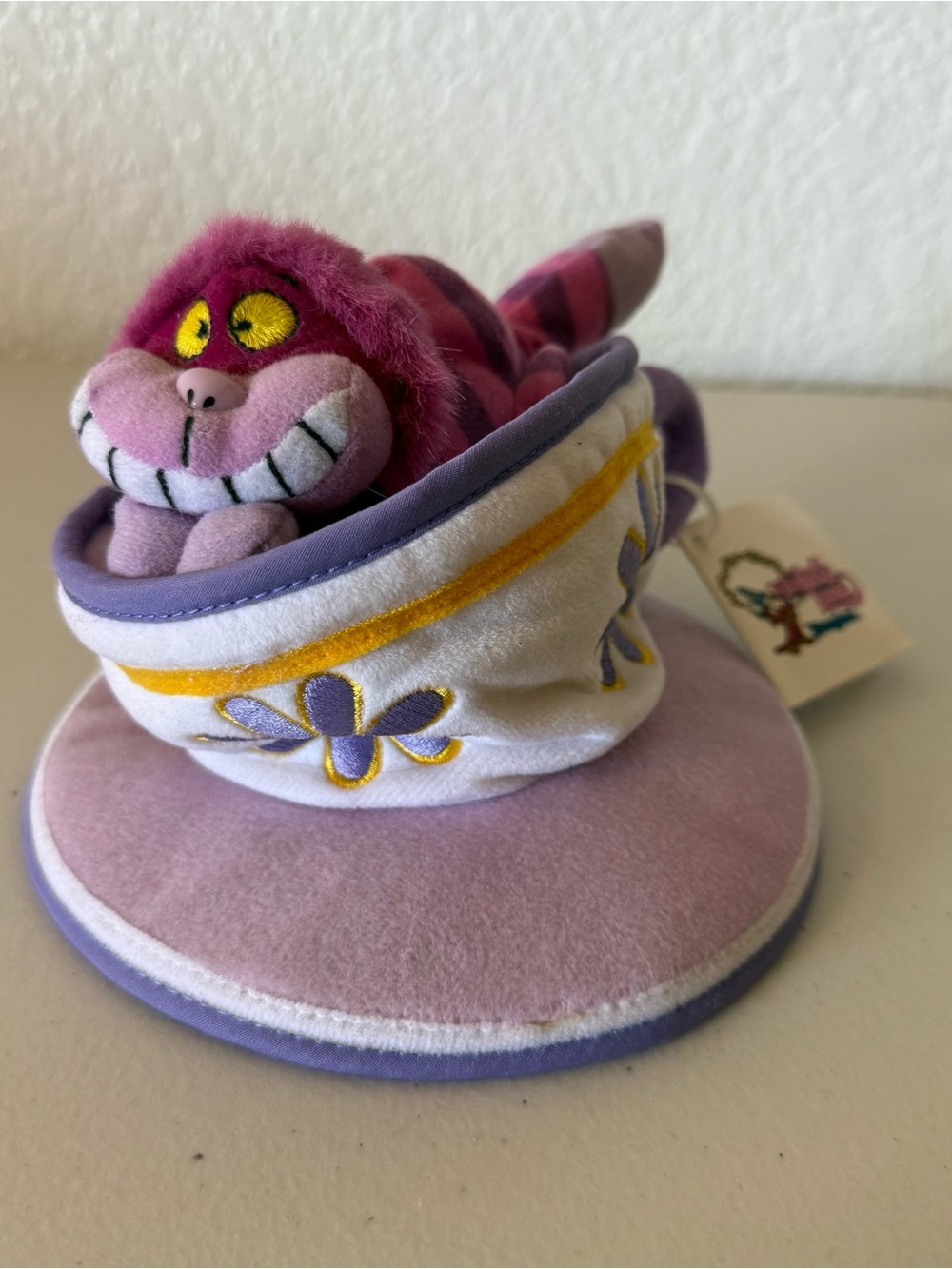 Disney Bean Bag Plush CHESHIRE CAT TEA CUP Alice in Wonderland 6”